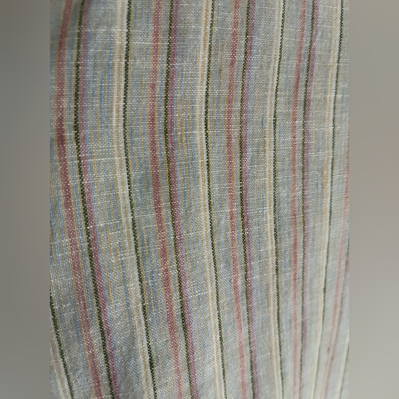 Flax Linen Striped Button Down‎ T-Shirt Blouse Size Large - Picture 6 of 7